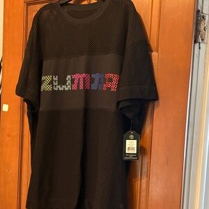 Zumba Fitness Black Mesh Short Sleeve Tee with Multicolor Logo